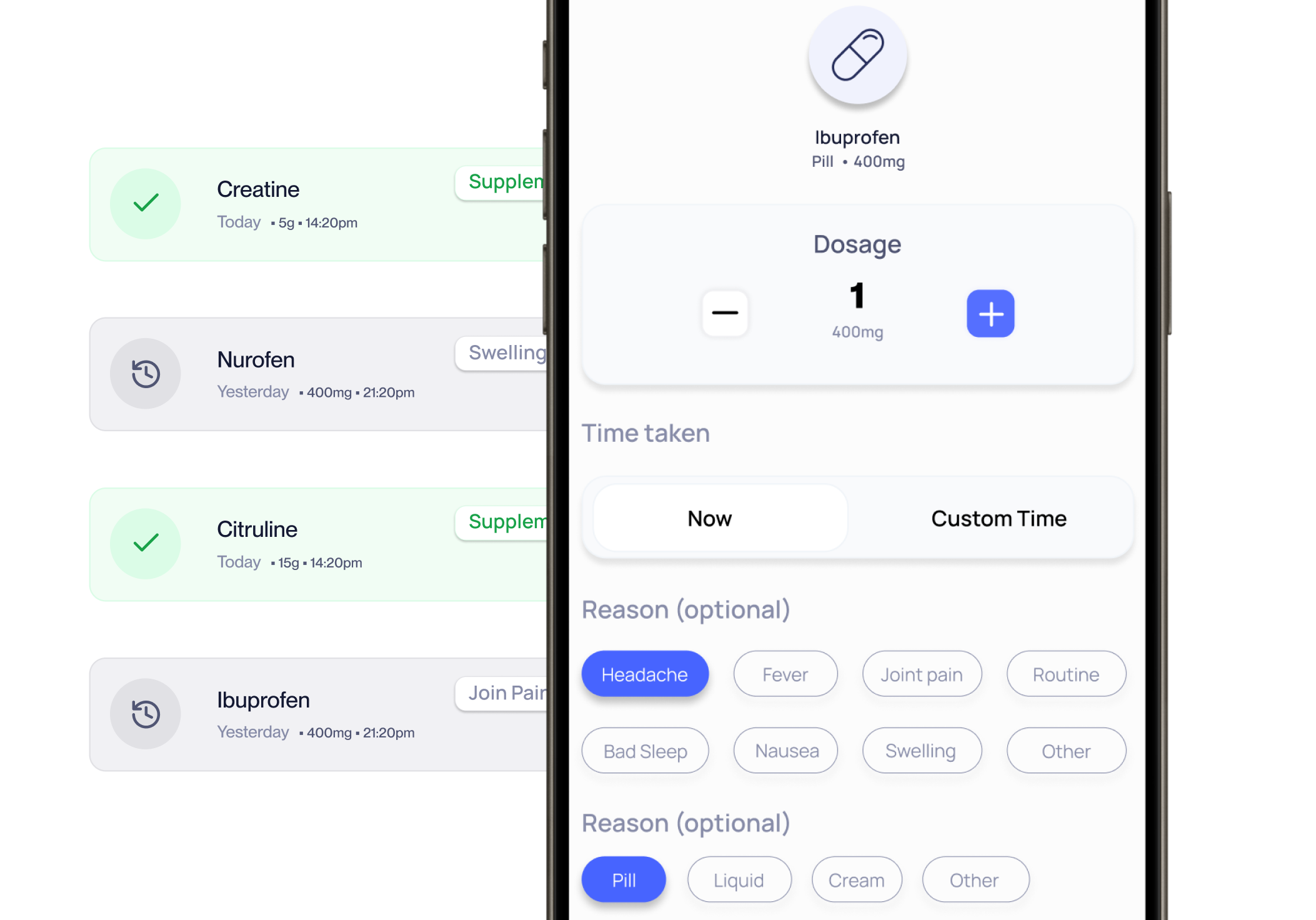 xHeal life event logging for medications, supplements, and health context